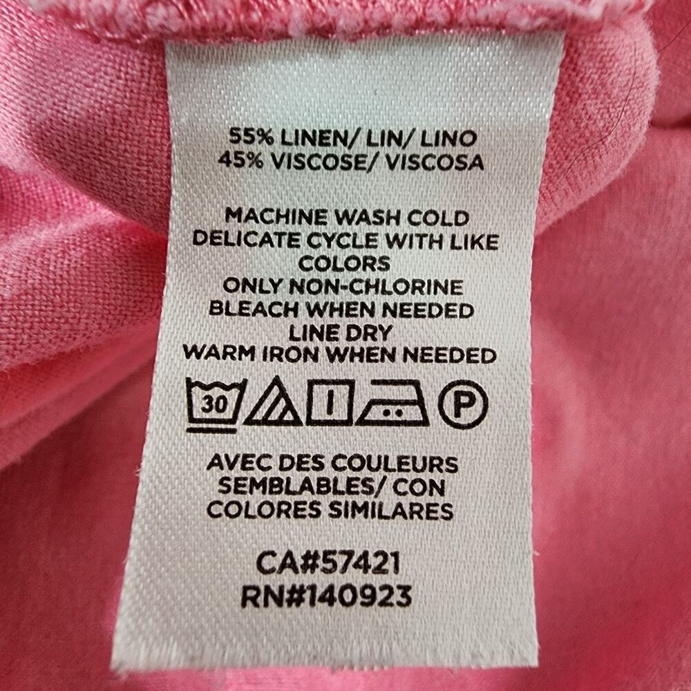LOFT Women Shirt Size XL Pink Linen Blend Button Up Long Sleeves Collared Casual - Picture 9 of 10